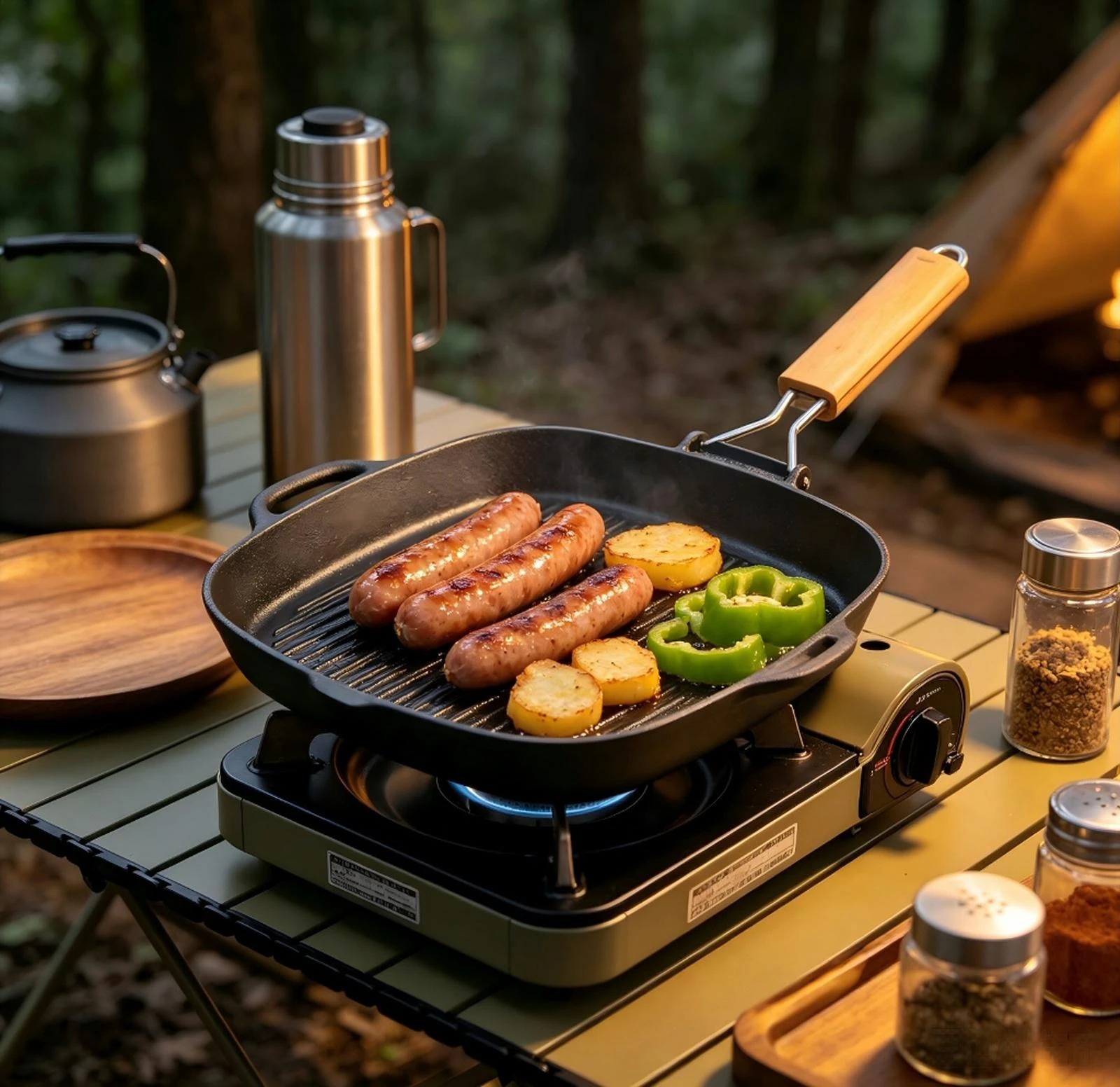 Cast iron foldable grill pan
