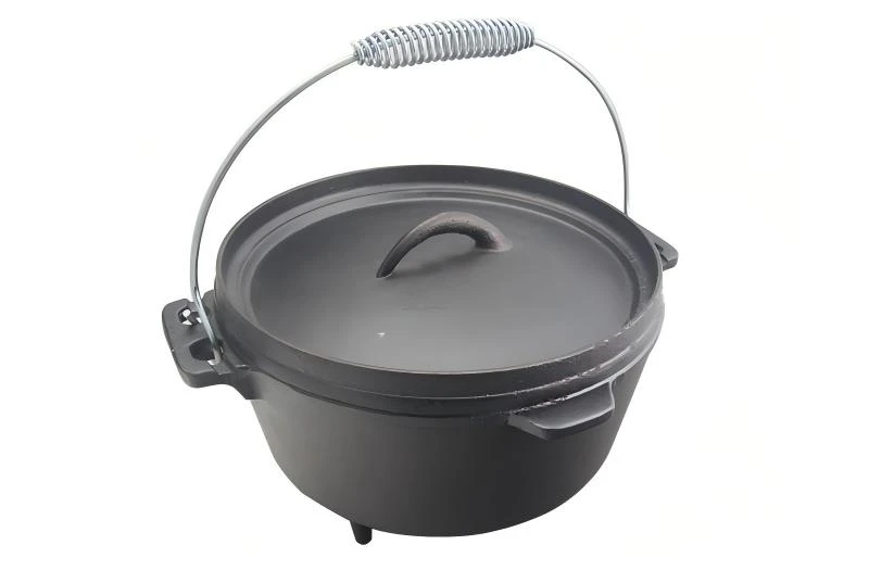 Cast iron camping dutch oven reversible lid with 3 legs,preseasoned