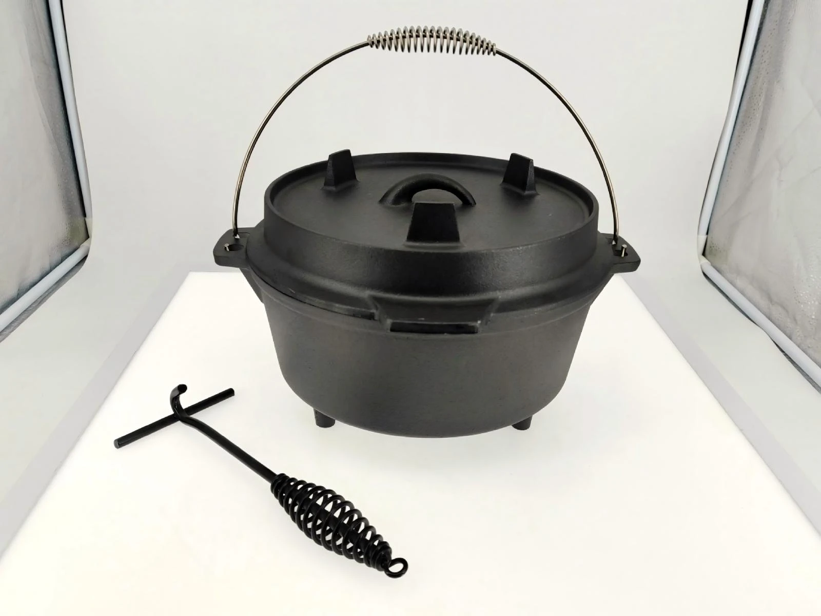 Cast iron camping dutch oven with duo lid/3legs ,preseasoned
