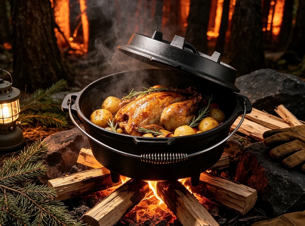 Cast iron camping dutch oven with duo lid/3legs ,preseasoned