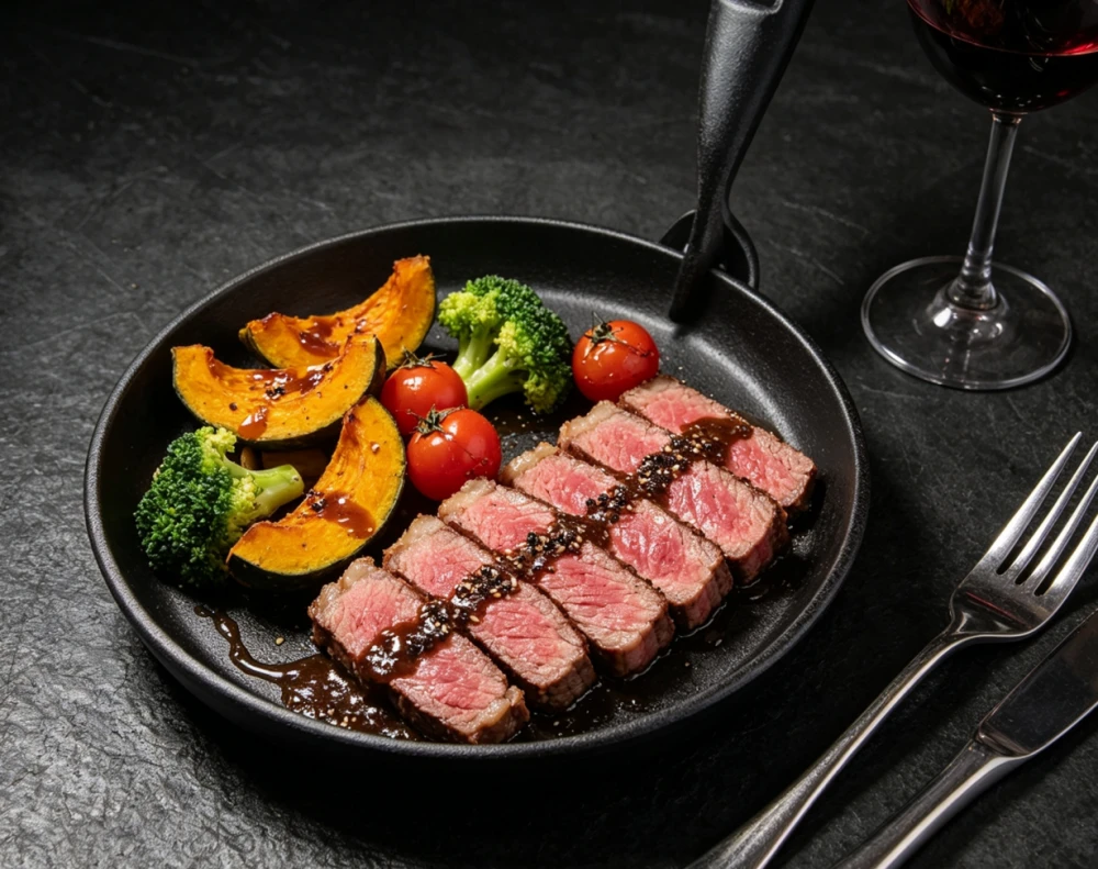Preseasoned Cast Iron Round Steak Dish